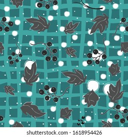 Seamless pattern with floating leaves on the wind, black background. Vector Illustration