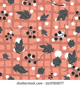 Seamless pattern with floating leaves on the wind. Vector Illustration