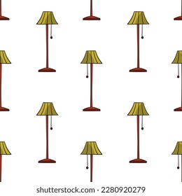 Seamless pattern with floor lamp doodle vector