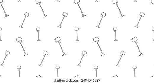 Seamless pattern with floor lamp interior decoration hand drawn doodle outline vector