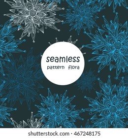 seamless pattern flora. vector illustration, hand made. Hand drawn background.Seamless simple pattern. Seamless background with funny colorful 