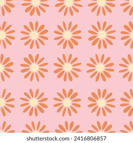 Seamless pattern floral abstract cute spring vibrant design pop illustration hand drawn flower simple aesthetic petal garden colorful beautiful pretty fancy 