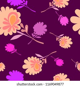 seamless pattern floral abstract with isolated colorful plants. floral background