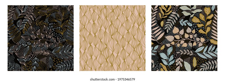 Seamless pattern floral abstract.Botanical vintage nature background.Print fashion textile.Vector illustration.