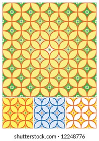 Seamless pattern with floral accents. Four variations with and without a gradient fill. Layered for easy editing. CMYK