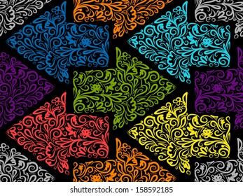 Seamless pattern with floral arrows, sketch for your design