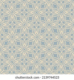 Seamless pattern with floral asian ornament. Abstract ornamental texture. Artistic diagonal flourish tile background in arab orient style
