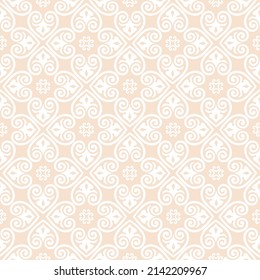 Seamless pattern with floral asian ornament. Abstract ornamental texture. Artistic diagonal flourish tile background in arab orient style