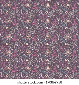 Seamless pattern with floral background and hearts