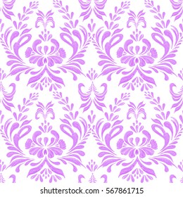 Seamless pattern with floral background. Petrykivka art. Abstract elegance seamless pattern with floral  pink background. Ukrainian folk art
