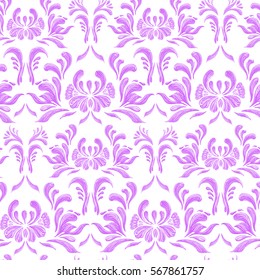 Seamless pattern with floral background. Petrykivka art. Abstract elegance seamless pattern with floral  pink background. Ukrainian folk art