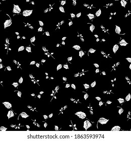 Patrón sin foco. Fondo floral. Rosas, pétalos de rosa. Ilustración vectorial de color blanco y negro que contrastan.	