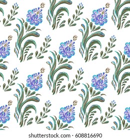Seamless pattern with floral background. Ukrainian folk art.