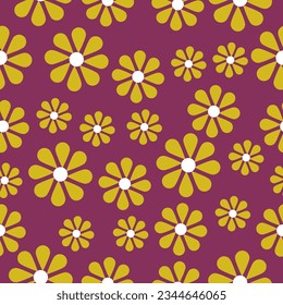 Seamless pattern - floral background - violet, yellow and white. For packing paper, bags print, textile, fabric, wrapping. Vector