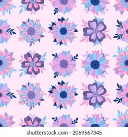 Seamless pattern floral background.Botanical plant repeat motif.Beautiful flower ornament.Vector illustration.