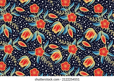 nahtlose Muster florale Batik traditionellen Stil, Muster für moderne Textilien.