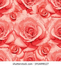 Seamless pattern floral beautiful Rose flowers vintage abstract background.Vector illustration hand drawing dry watercolor.for fabric textile design or Product packaging