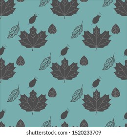 Seamless Pattern Floral Black &White & Blue - Vector