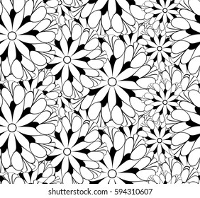 Seamless pattern  Floral Black and white textile fabric print pattern 