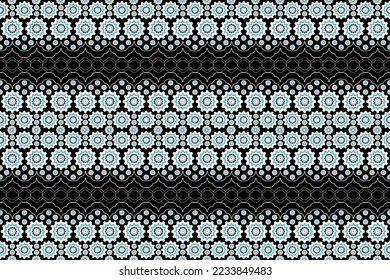 seamless pattern with floral border ethnic vector floral illustration in asian textile.ethnic borders