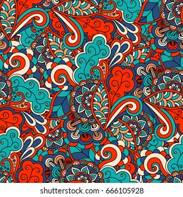 Seamless pattern floral bright hand-drawn.