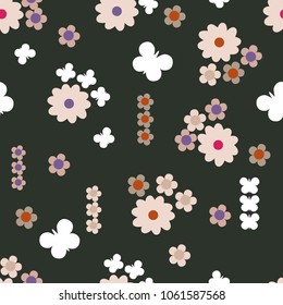 Seamless  pattern with floral and butterflies. Vector