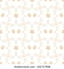 Seamless pattern of floral and butterfly