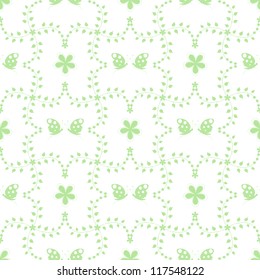 Seamless pattern of floral and butterfly