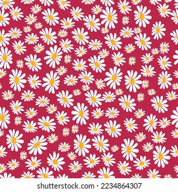 seamless pattern,  floral, checkers,   viva magenta the color of  2023  Adlı Stok Vektör