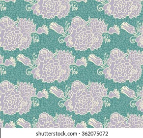 Seamless pattern floral color of mint and lavender.