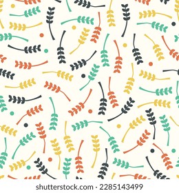 Seamless pattern floral colorful wheat repeating design