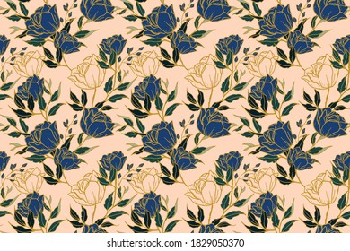 Patrón sin fisuras del concepto floral con estilo vintage