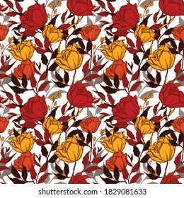 Seamless pattern of floral concept with vintage style