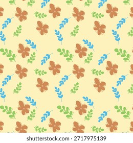 Patrón floral sin fisuras con lindas flores y hojas dibujadas a mano
