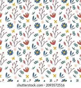 Seamless pattern, floral decorative elements. Use seamless patterns for fabric, wrapping paper and home décor like pillow covers, curtains or wallpaper. Use them on accessories like phone covers.