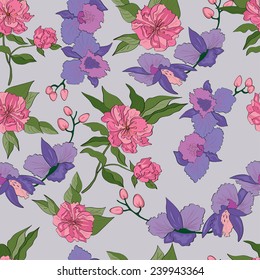 Seamless pattern with floral design.
