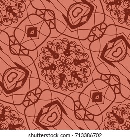 seamless pattern with floral design. decorative lace texture. vector illustration. brick color. for wallpaper, fabric print, background