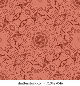 seamless pattern with floral design. decorative lace texture. vector illustration. brick color. for wallpaper, fabric print, background