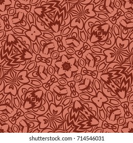seamless pattern with floral design. decorative lace texture. vector illustration. brick color. for wallpaper, fabric print, background