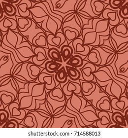 seamless pattern with floral design. decorative lace texture. vector illustration. brick color. for wallpaper, fabric print, background