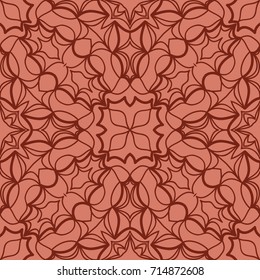 seamless pattern with floral design. decorative lace texture. vector illustration. brick color. for wallpaper, fabric print, background