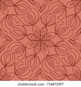 seamless pattern with floral design. decorative lace texture. vector illustration. brick color. for wallpaper, fabric print, background