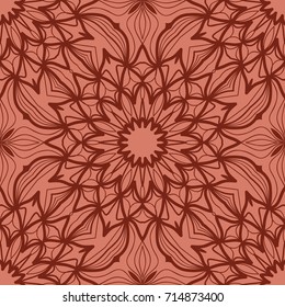 seamless pattern with floral design. decorative lace texture. vector illustration. brick color. for wallpaper, fabric print, background