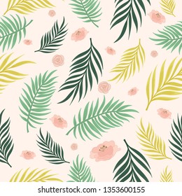 seamless pattern. floral design. Paradise nature. Jungle foliage. Exotic plants. floral design. vector illustration.