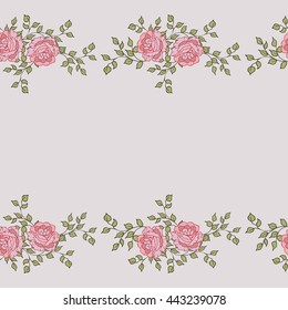 Seamless pattern. Floral Design with roses and leaves
