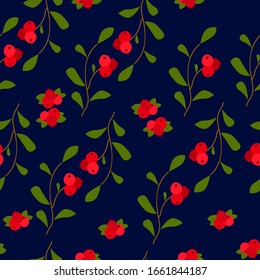 seamless pattern floral.   design summer with cranberry  for textile,paper,wallpaper.vector