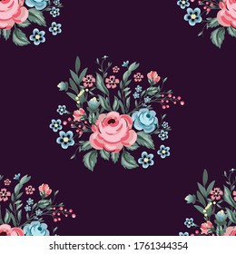 Patrón sin foco con diseño floral para textiles. Vector.
