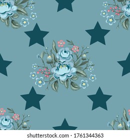 Seamless pattern with floral design for textile. Vector.