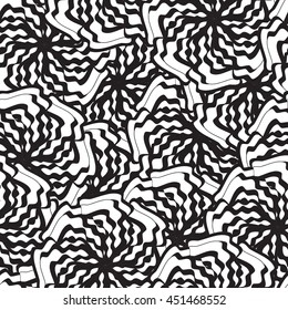 Seamless pattern floral designs. Print flowers. Abstract black and white background. Monochrome art. Vector illustration.