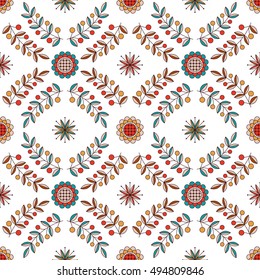 Seamless pattern Floral diamond ornament in Hungarian style